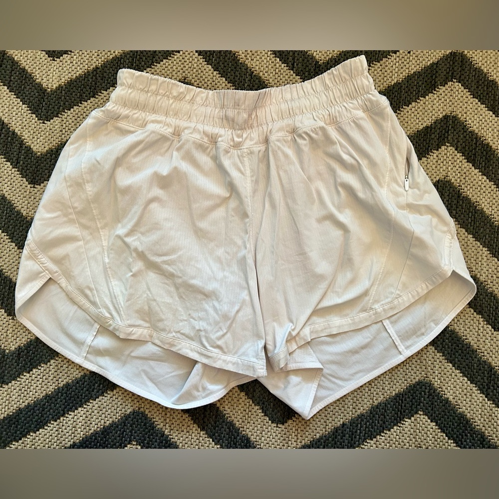 White Lululemon 5” Track that shorts
